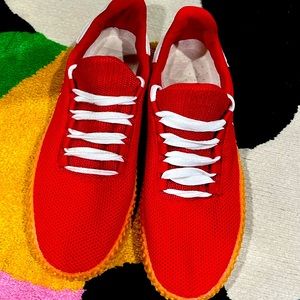 Gently used walking shoes for men great for everyday red white and beige